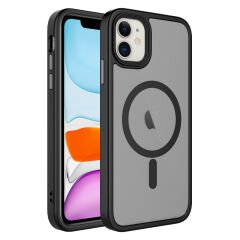 iPhone 11 Kılıf Mat Arka Yüzey Wireless Şarj Özellikli Flet Magsafe Kapak