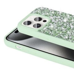 iPhone 15 Pro Max Kılıf Parlak Taşlı Tasarım Linea Kapak Kılıf