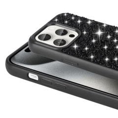 iPhone 15 Pro Max Kılıf Parlak Taşlı Tasarım Linea Kapak Kılıf