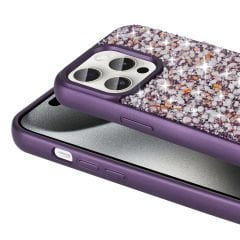 iPhone 15 Pro Max Kılıf Parlak Taşlı Tasarım Linea Kapak Kılıf