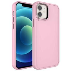 iPhone 12 Kılıf Metal Çerçeve ve Buton Tasarımlı Sert Botox Kapak