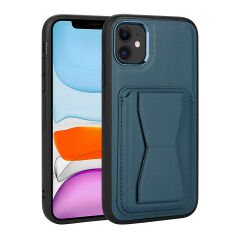 iPhone 11 Kılıf Kartlıklı Standlı ​Pu Deri Memo Kapak
