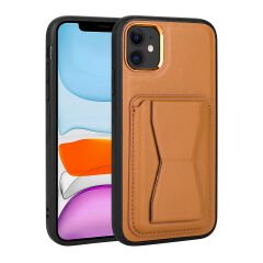 iPhone 11 Kılıf Kartlıklı Standlı ​Pu Deri Memo Kapak