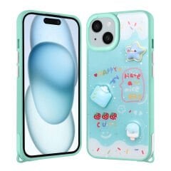 iPhone 14 Kılıf Parlayan Simli Kabartma Figürlü Cevze Kapak