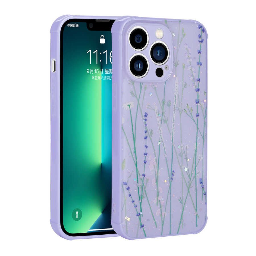 iPhone 12 Pro Kılıf Simli Desenli Kamera Korumalı Parlak Popy Kapak