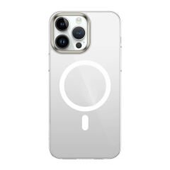 iPhone 15 Pro Max Kılıf  Wireless Şarj Özellikli Şeffaf G-Glass Kapak Kılıf