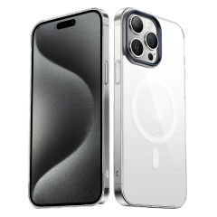 iPhone 15 Pro Max Kılıf  Wireless Şarj Özellikli Şeffaf G-Glass Kapak Kılıf