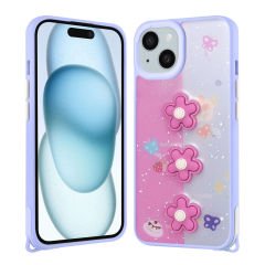 iPhone 13 Kılıf Parlayan Simli Kabartma Figürlü Cevze Kapak