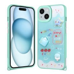 iPhone 13 Kılıf Parlayan Simli Kabartma Figürlü Cevze Kapak