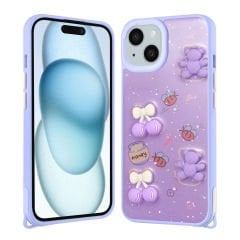 iPhone 13 Kılıf Parlayan Simli Kabartma Figürlü Cevze Kapak