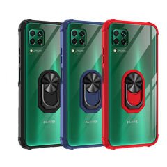 Huawei P40 Lite Kılıf Yüzüklü Şeffaf Mola Kapak