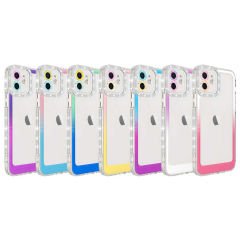 iPhone 12 Kılıf Simli ve Renk Geçiş Tasarımlı Lens Korumalı Park Kapak