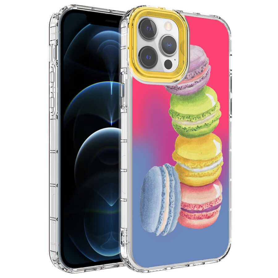 iPhone 13 Pro Kılıf Kamera Korumalı Renkli Desenli Sert Silikon  Korn Kapak