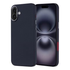 iPhone 16 Plus Kılıf Kablosuz Şarj Özellikli Karbon Fiber Görünümlü Nekst Kapak