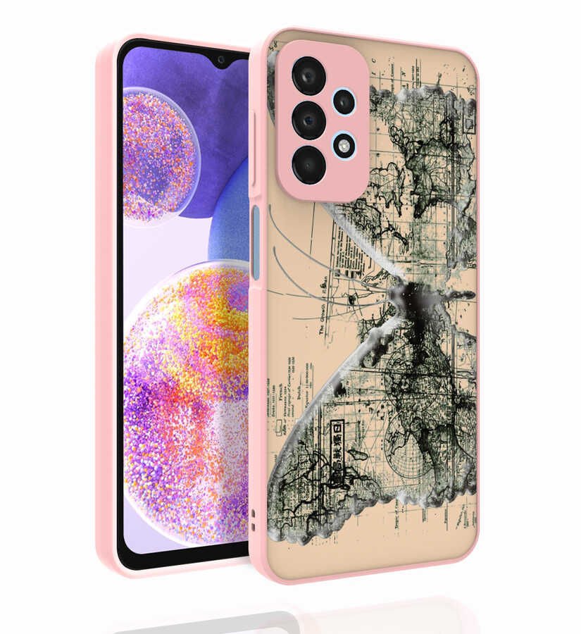 Samsung Galaxy A23 Desenli Kamera Korumalı Parlak Nora Kapak kılıf