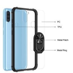 Samsung Galaxy A11 Kılıf Şeffaf Yüzüklü Mola Kapak