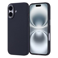 iPhone 16 Kılıf Kablosuz Şarj Özellikli Karbon Fiber Görünümlü Nekst Kapak