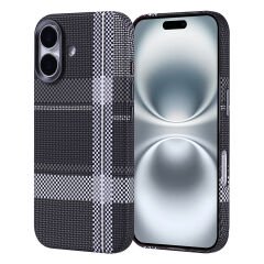 iPhone 16 Kılıf Kablosuz Şarj Özellikli Karbon Fiber Görünümlü Nekst Kapak