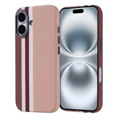 iPhone 16 Kılıf Kablosuz Şarj Özellikli Karbon Fiber Görünümlü Nekst Kapak