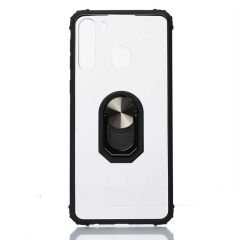 Samsung Galaxy A21 Kılıf Şeffaf Yüzüklü Mola Kapak