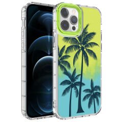 iPhone 12 Pro Kılıf Kamera Korumalı Renkli Desenli Sert Silikon Korn Kapak