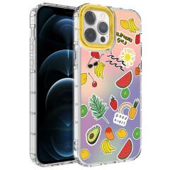 iPhone 12 Pro Kılıf Kamera Korumalı Renkli Desenli Sert Silikon Korn Kapak