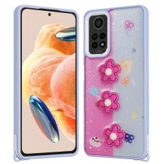 Xiaomi Redmi Note 12 Pro 4G Kılıf Parlayan Simli Kabartma Figürlü Cevze Kapak