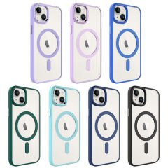 iPhone 14 Plus Kılıf Wireless Şarj Özellikli Krom Magsafe Silikon Kapak