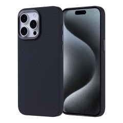 iPhone 15 Pro Max Kılıf Kablosuz Şarj Özellikli Karbon Fiber Görünümlü Nekst Kapak