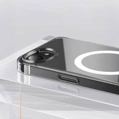 iPhone 16E Kılıf Kablosuz Şarj Özellikli Şeffaf Sert PC Embos Kapak