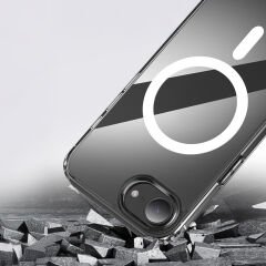 iPhone 16E Kılıf Kablosuz Şarj Özellikli Şeffaf Sert PC Embos Kapak