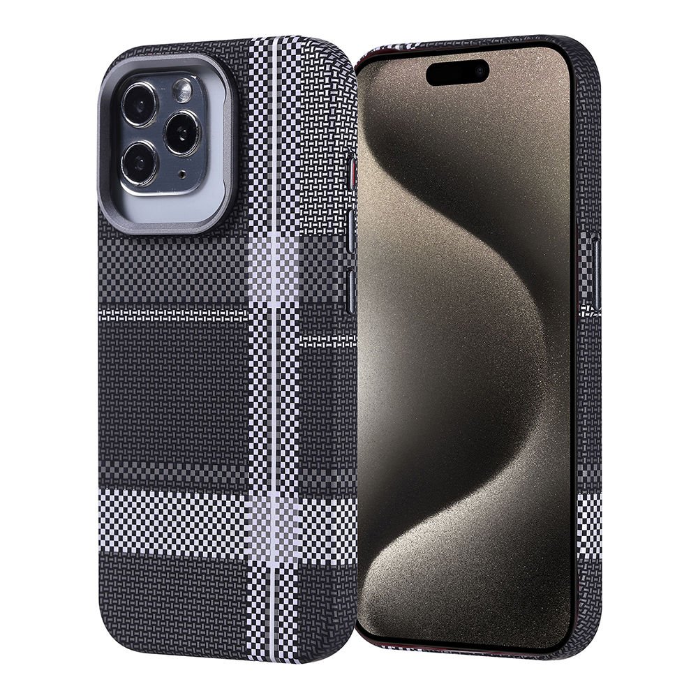 iPhone 15 Pro Kılıf Kablosuz Şarj Özellikli Karbon Fiber Görünümlü Nekst Kapak