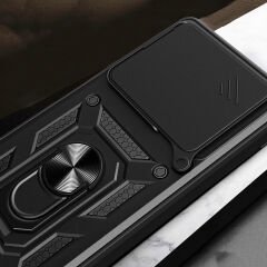 Xiaomi Poco F6 Pro Kılıf Magnetik Standlı Kamera Korumalı Sürgülü Vega Kapak
