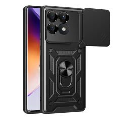 Xiaomi Poco F6 Pro Kılıf Magnetik Standlı Kamera Korumalı Sürgülü Vega Kapak Mavi