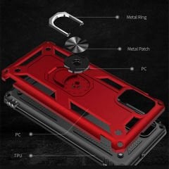 Samsung Galaxy A51 Kılıf Vega Tank Sert Yüzüklü Standlı Zırh Koruma Kapak