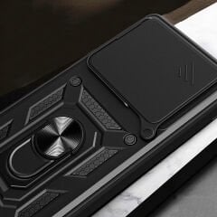 Xiaomi Poco F6 Kılıf Magnetik Standlı Kamera Korumalı Sürgülü Vega Kapak