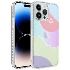 iPhone 13 Pro Max Kılıf Airbag Kenarlı Renkli Desenli Silikon Elegans Kapak