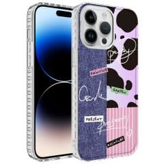 iPhone 13 Pro Max Kılıf Airbag Kenarlı Renkli Desenli Silikon Elegans Kapak