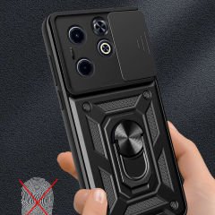 İnfinix Smart 8 Kılıf Magnetik Standlı Kamera Korumalı Sürgülü Vega Kapak