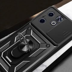 İnfinix Smart 8 Kılıf Magnetik Standlı Kamera Korumalı Sürgülü Vega Kapak