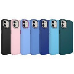 iPhone 12 Kılıf Metal Çerçeve ve Buton Tasarımlı Silikon Luna Kapak