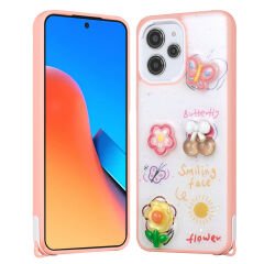 Xiaomi Redmi 12 4G Kılıf Parlayan Simli Kabartma Figürlü Cevze Kapak