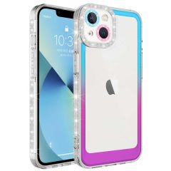 iPhone 13 Kılıf Simli ve Renk Geçiş Tasarımlı Lens Korumalı  Park Kapak