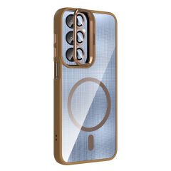 Samsung Galaxy A56 Kılıf Standlı ve Kamera Lens Hediyeli M-Safe Şarj Özellikli Etro Kapak