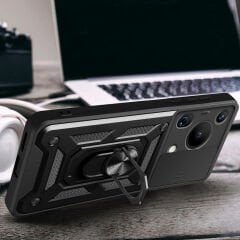 Huawei Pura 70 Ultra Kılıf Magnetik Standlı Kamera Korumalı Sürgülü Vega Kapak