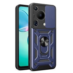 Huawei Pura 70 Ultra Kılıf Magnetik Standlı Kamera Korumalı Sürgülü Vega Kapak Mavi