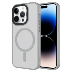 iPhone 14 Pro Kılıf Mat Arka Yüzey Wireless Şarj Özellikli Flet Magsafe Kapak