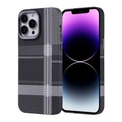 iPhone 14 Pro Max Kılıf Kablosuz Şarj Özellikli Karbon Fiber Görünümlü Nekst Kapak