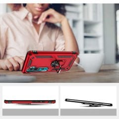 Xiaomi Mi Note 10 Kılıf Vega Tank Sert Yüzüklü Standlı Zırh Koruma Kapak