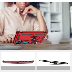 Xiaomi Mi Note 10 Kılıf Vega Tank Sert Yüzüklü Standlı Zırh Koruma Kapak